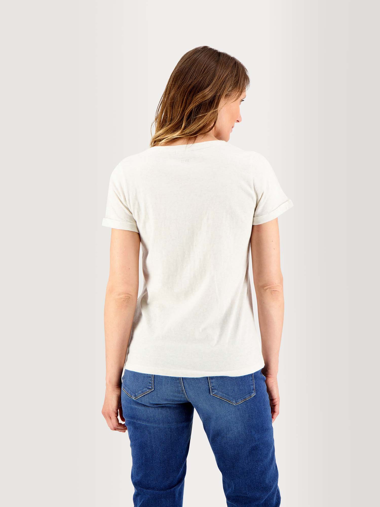 Tee-Shirt Femme Col V Jersey Coton Blanc