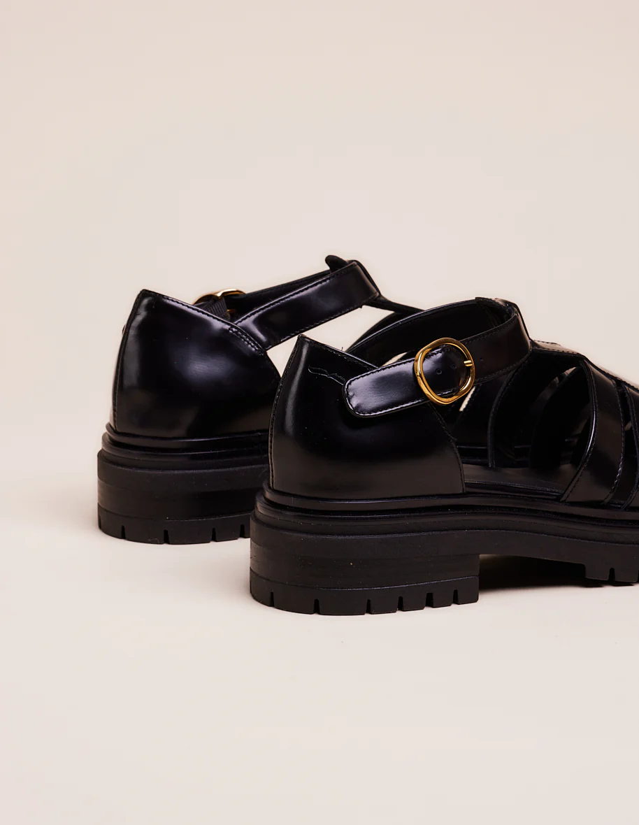 Sandales Rosalia - Cuir box noir