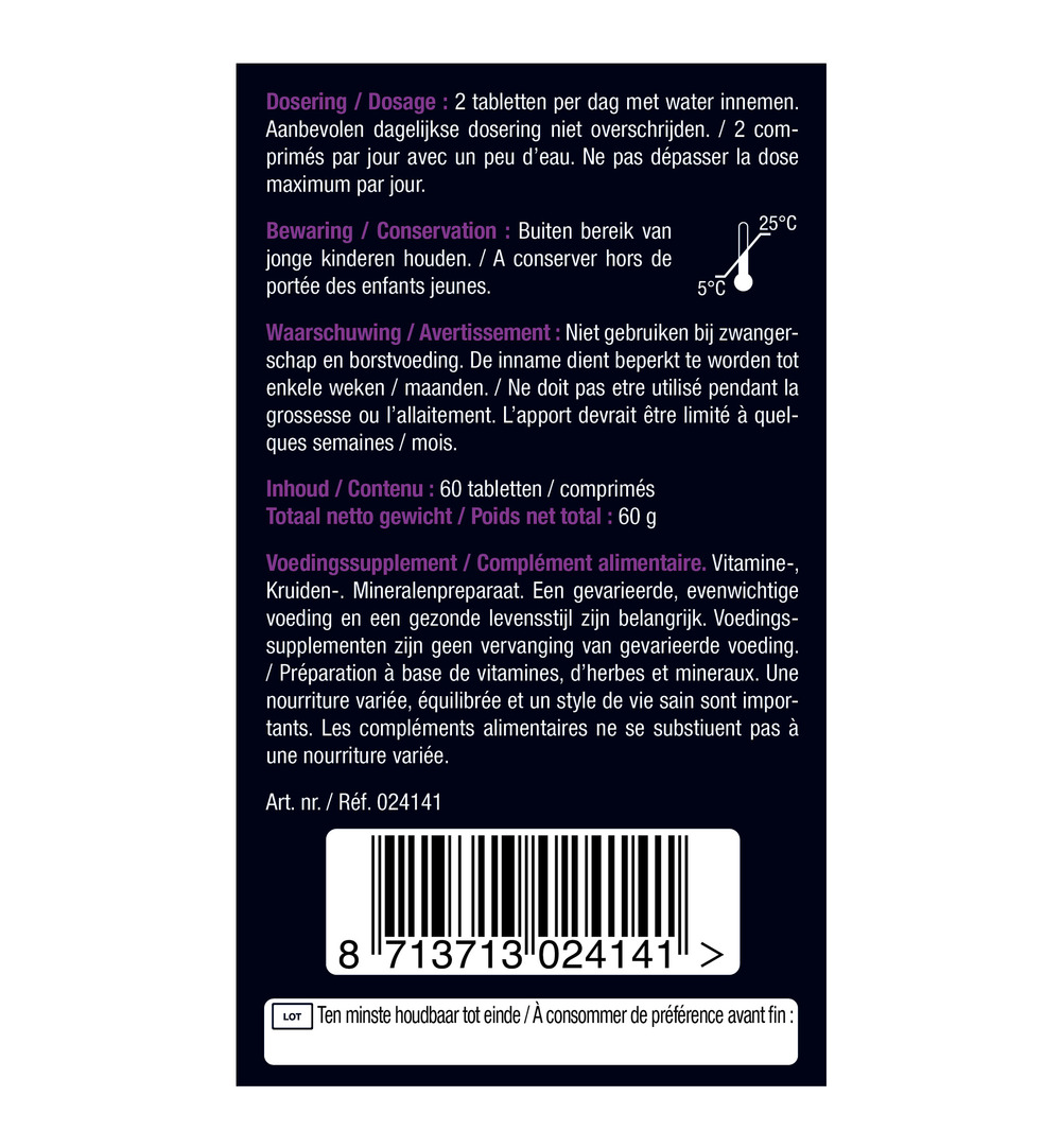 Lucovitaal Huid, Haar & Nagels Met Biotine (60 tabletten)