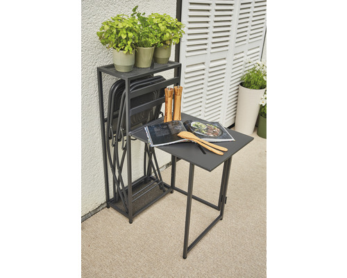 Siena Garden 2-zits balkonset bestaande uit: tafel, 2 stoelen, antraciet aluminium, opvouwbaar