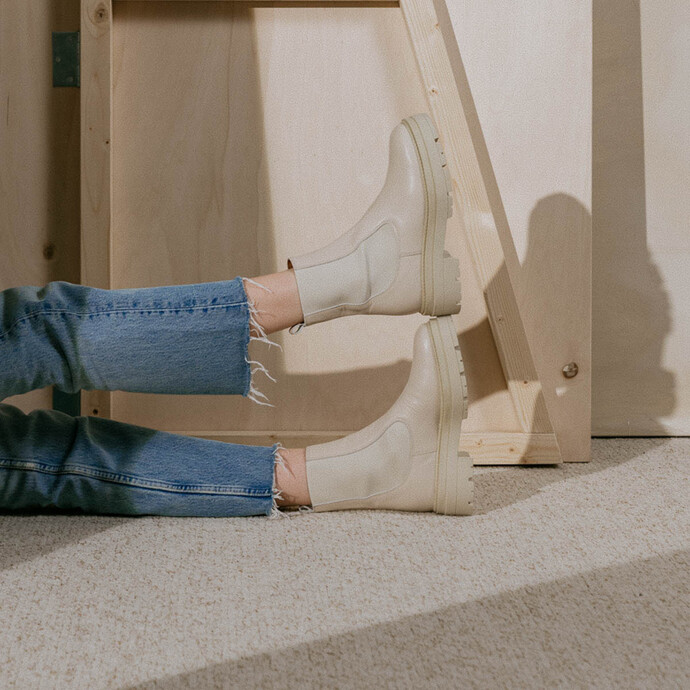 Bottines à plateformes  en cuir écru