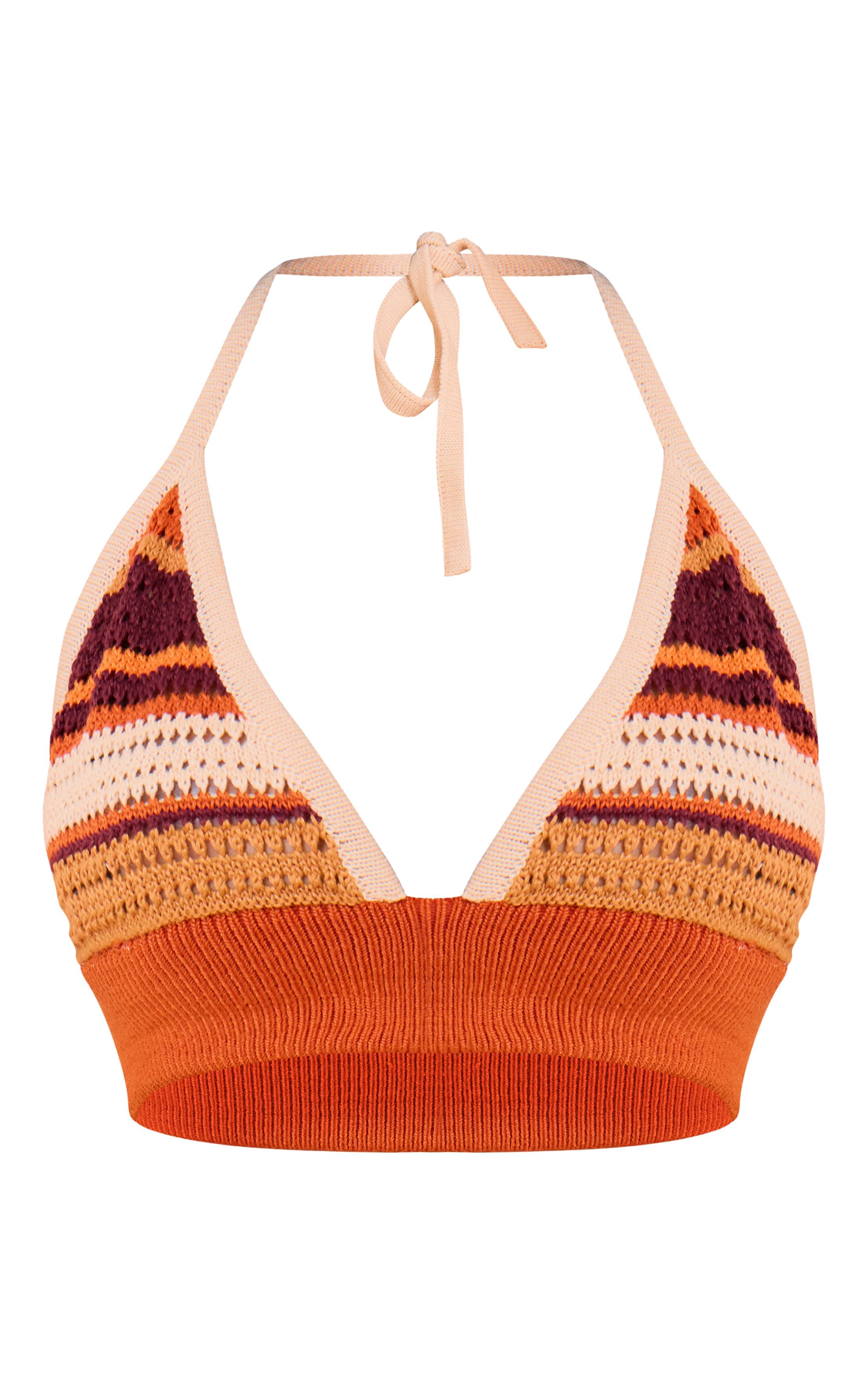 Orange Haut En Maille Rayé Petite