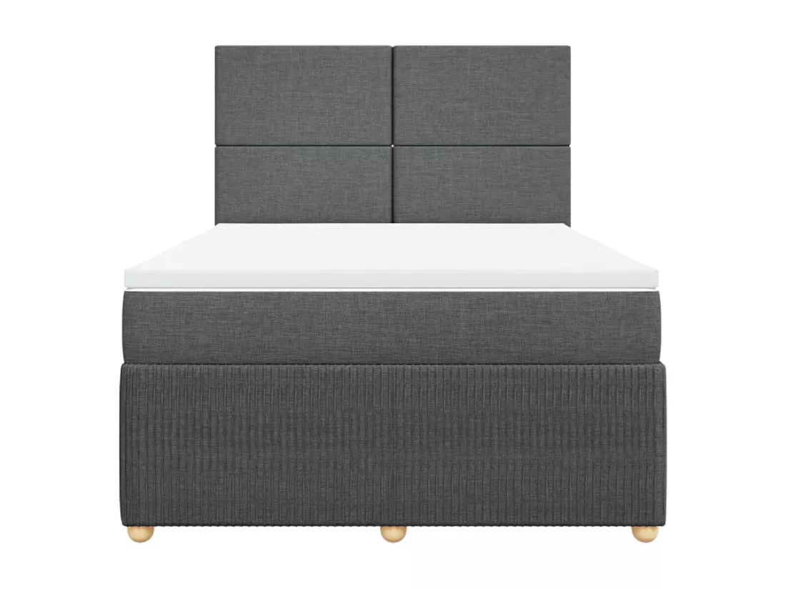 Sommier à lattes de lit avec matelas Gris foncé 140x190cm Tissu