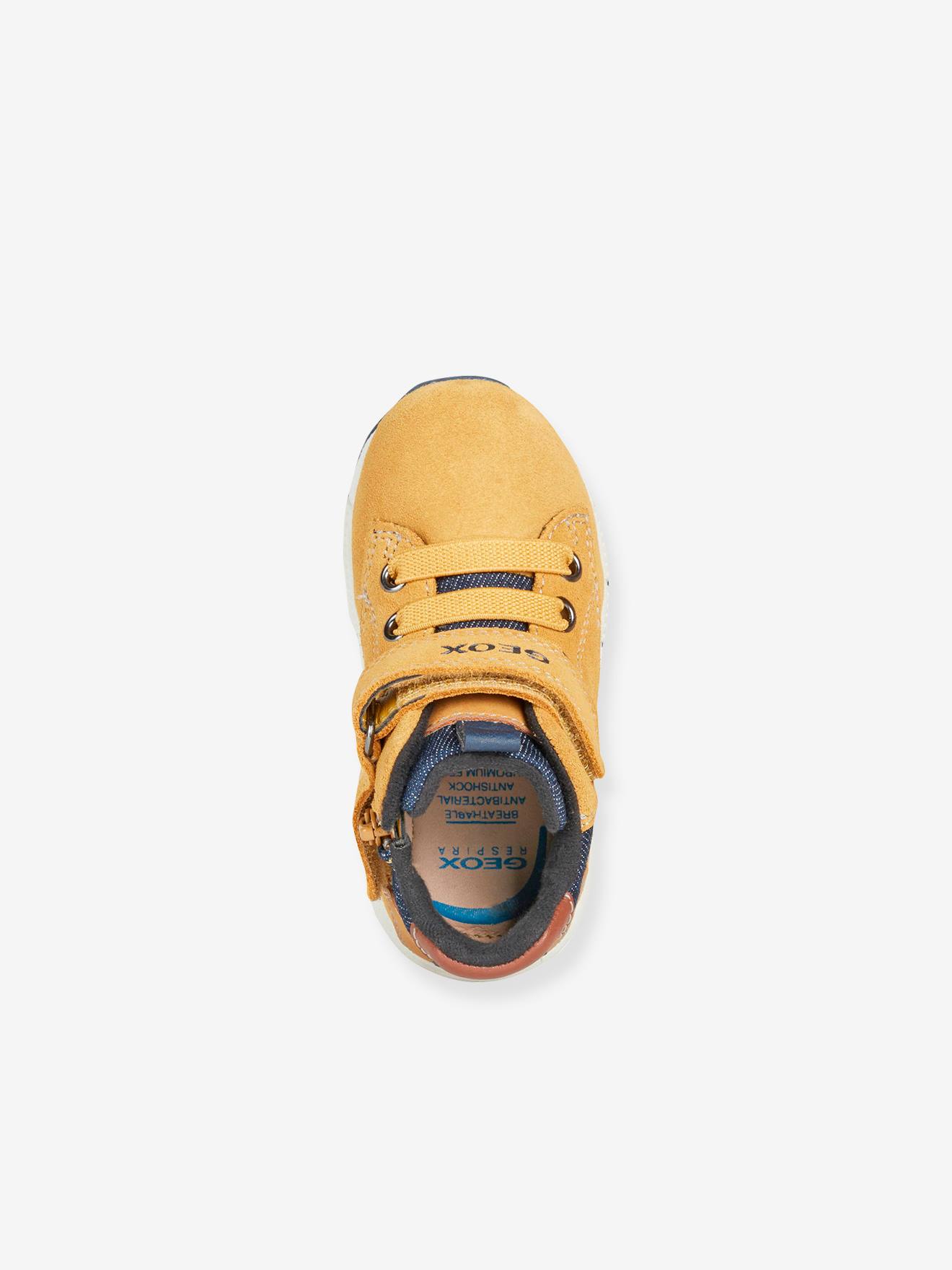 Tênis MID B Alben Boy GEOX® para bebê, amarelo escuro liso com estampa.
