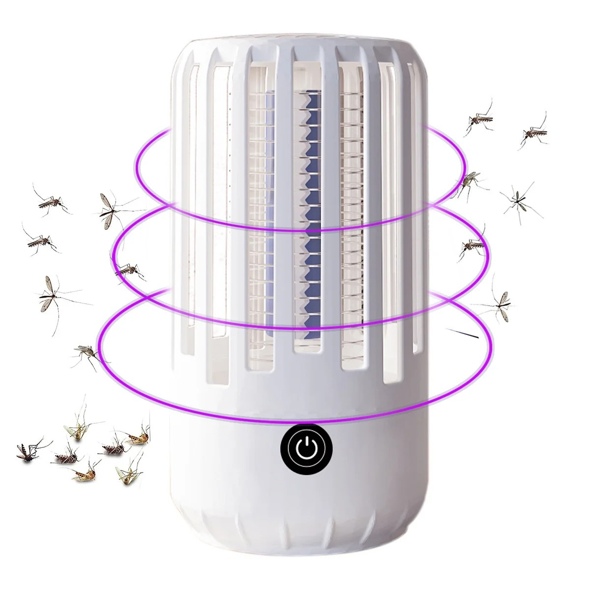 (Ø65x130mm) Elektrische USB Photokatalyse Anti Mücken Insekten Lampe Wiederaufladbare Moskito Falle - Weiss
