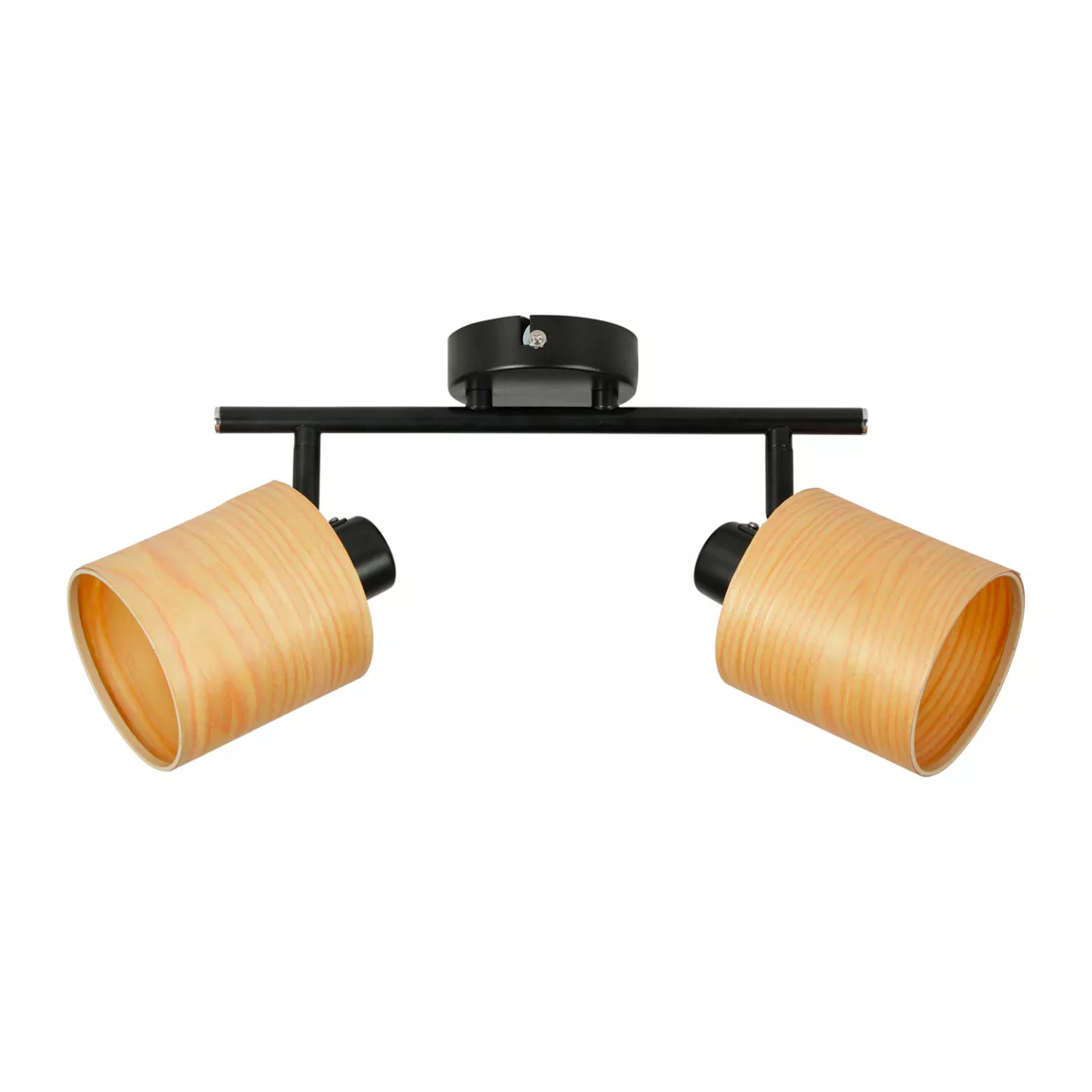 Rampe de spot 2 abat-jours métal et bois (L31 cm) Alaska Noir