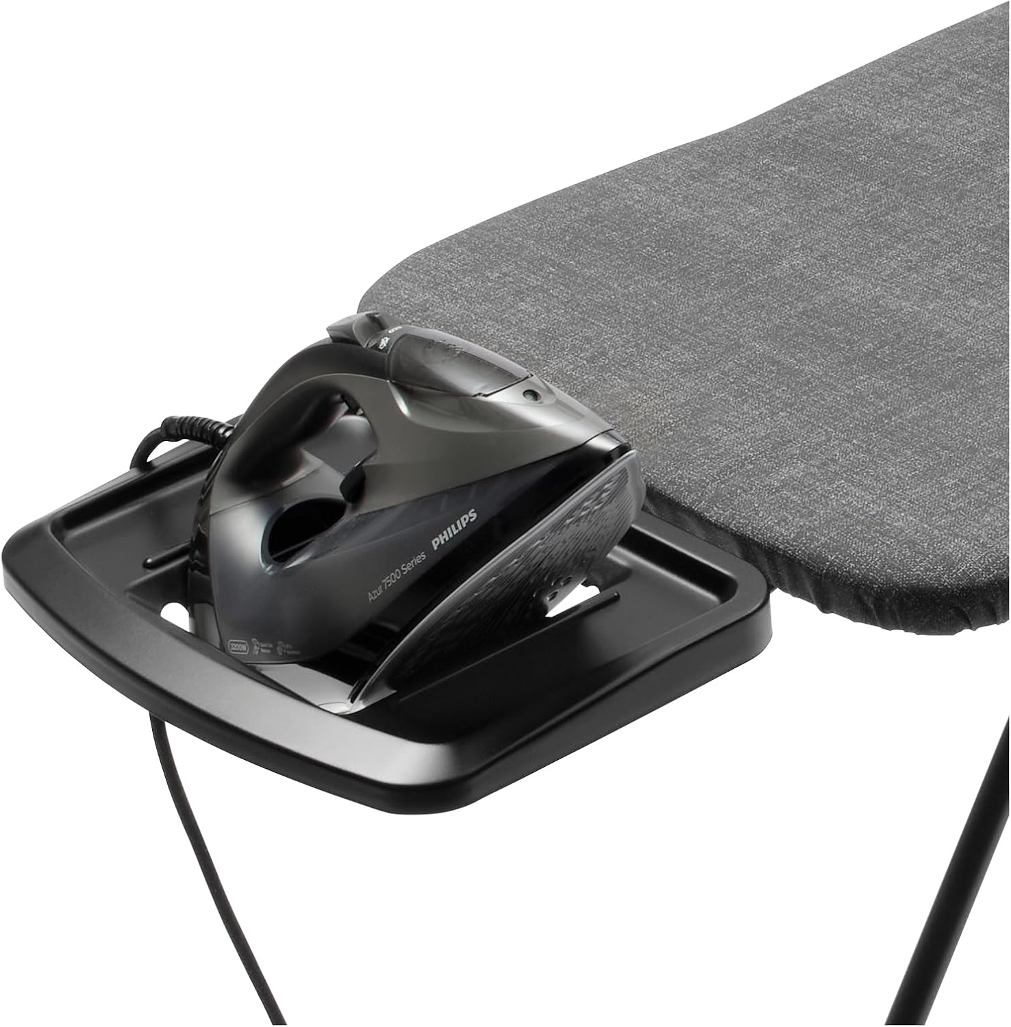 Brabantia - Bügelbrett C - für Dampfbügeleisen - XL-Dampfbügelbrett - Höhenverstellbar - für Links- oder Rechtshänder - Solider Vierfußrahmen - Bügeleisen bis 15 cm - Denim Black - 124 x 45 cm