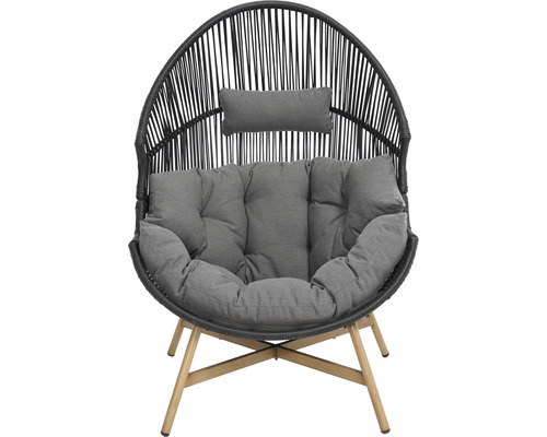 Garden Place Nadja tuinstoel in touwdesign inclusief zitkussen 98 x 100 x 142cm antraciet