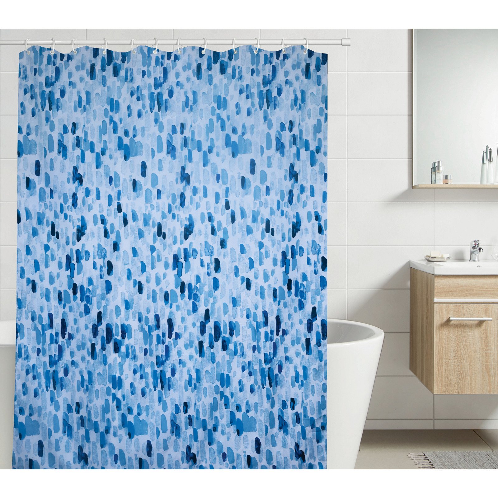 Duschvorhang Tropfenoptik Blau 180 x 180 cm