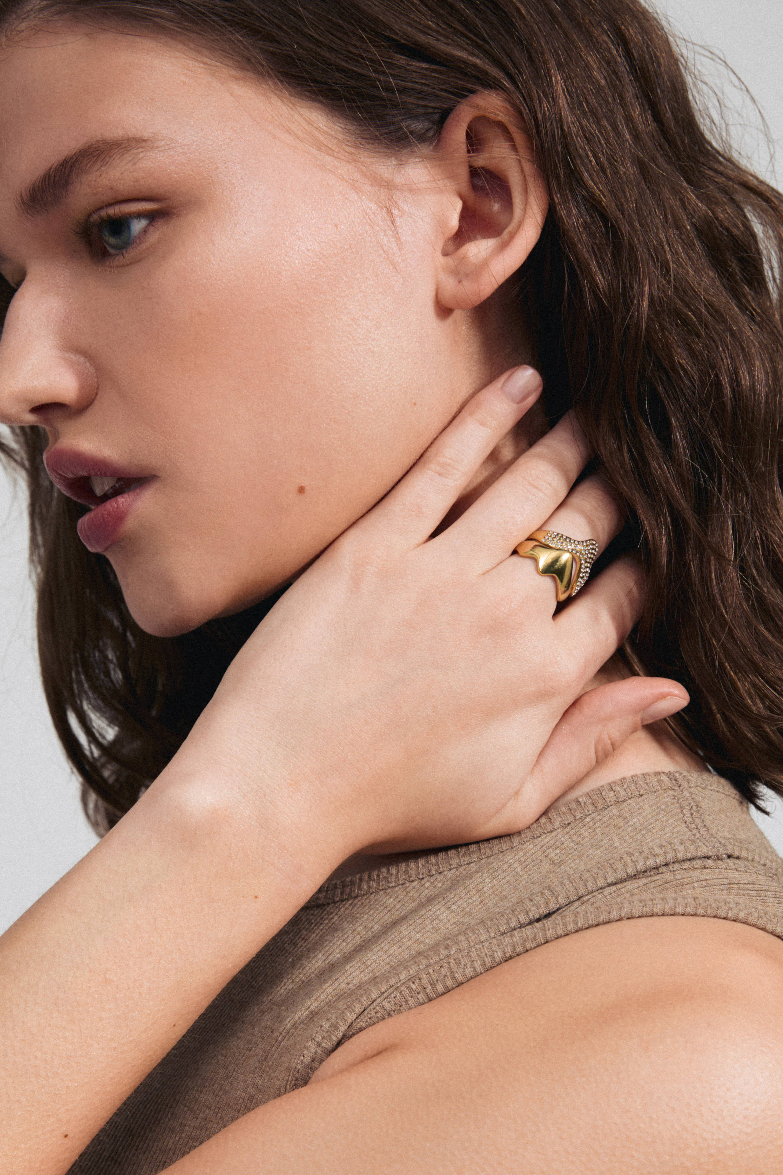 PILGRIM gold plated ring Connect - set van 2