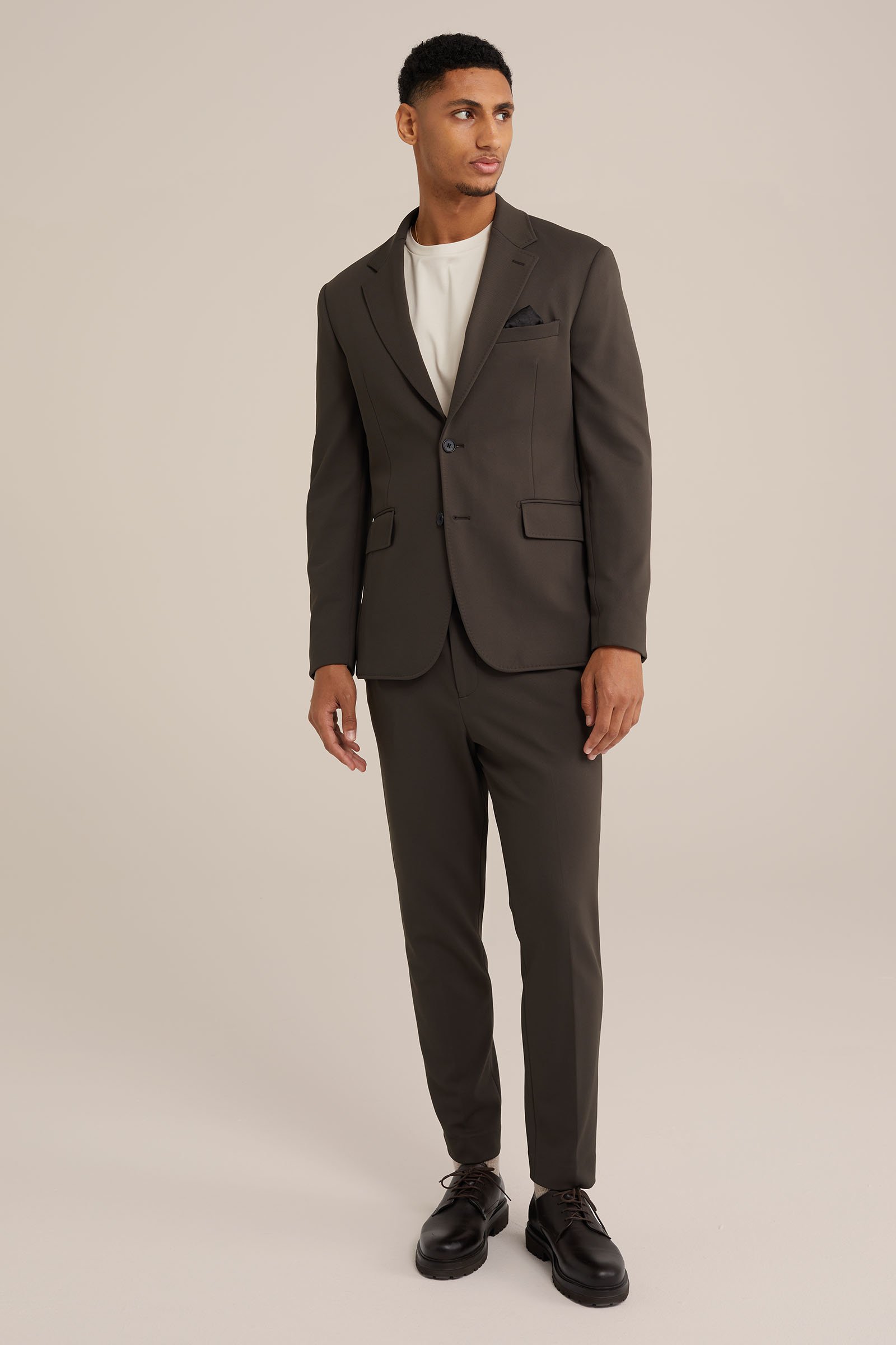 kreukvrij blazer van gebreid nylon Van Gils Donkergroen
