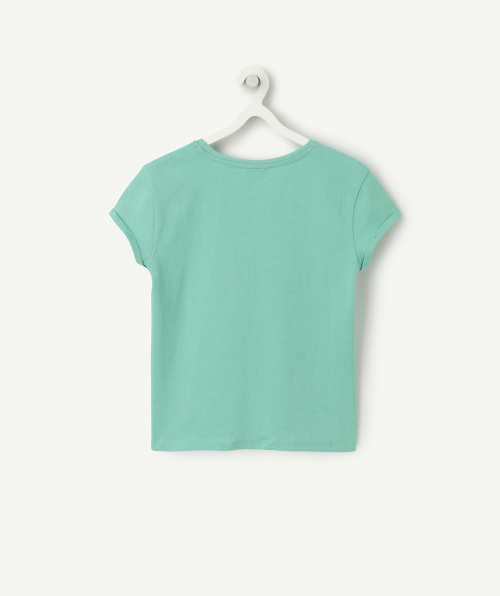 t-shirt manches courtes fille en coton bio vert thème summer