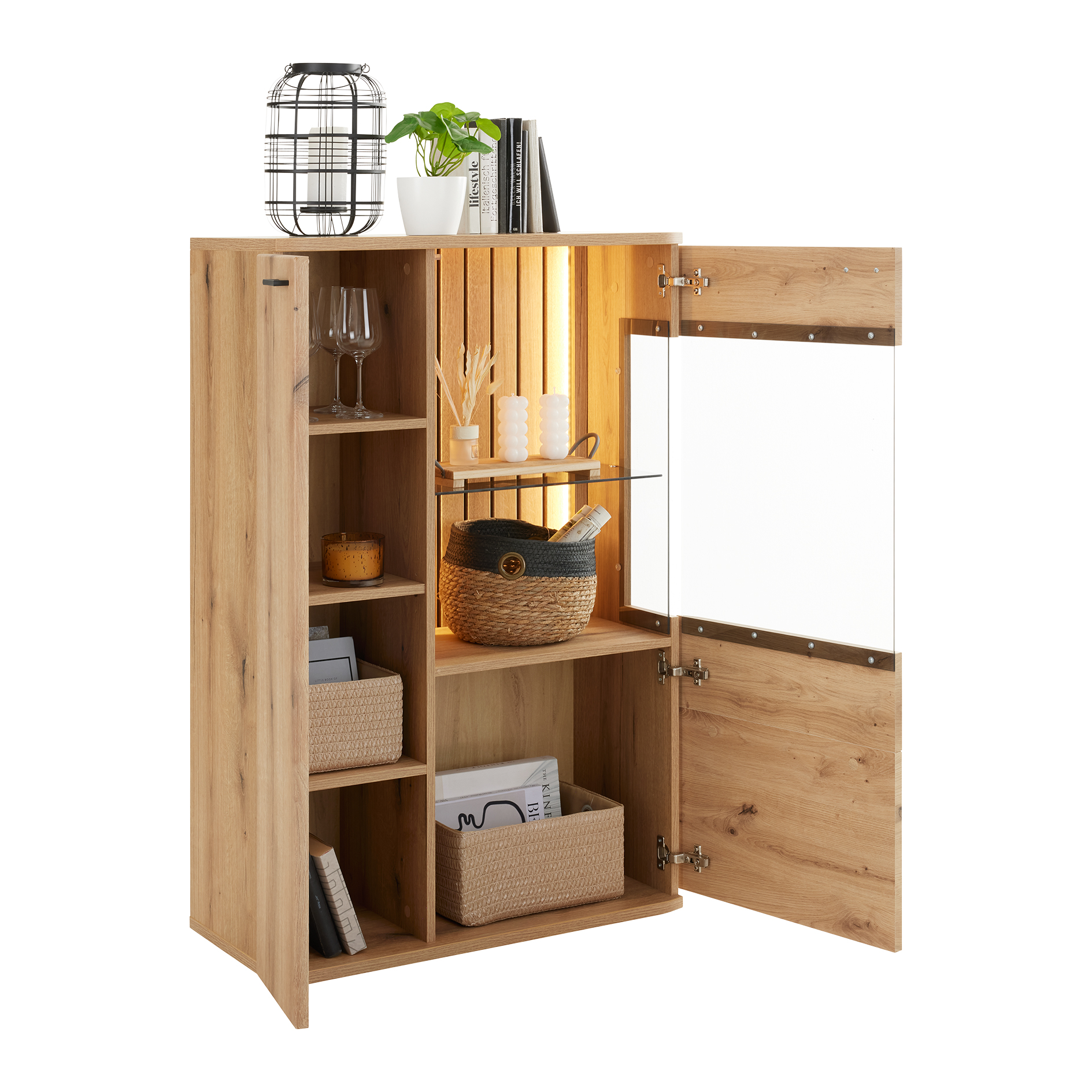 Highboardvitrine - Evoke Eiche - 124 cm