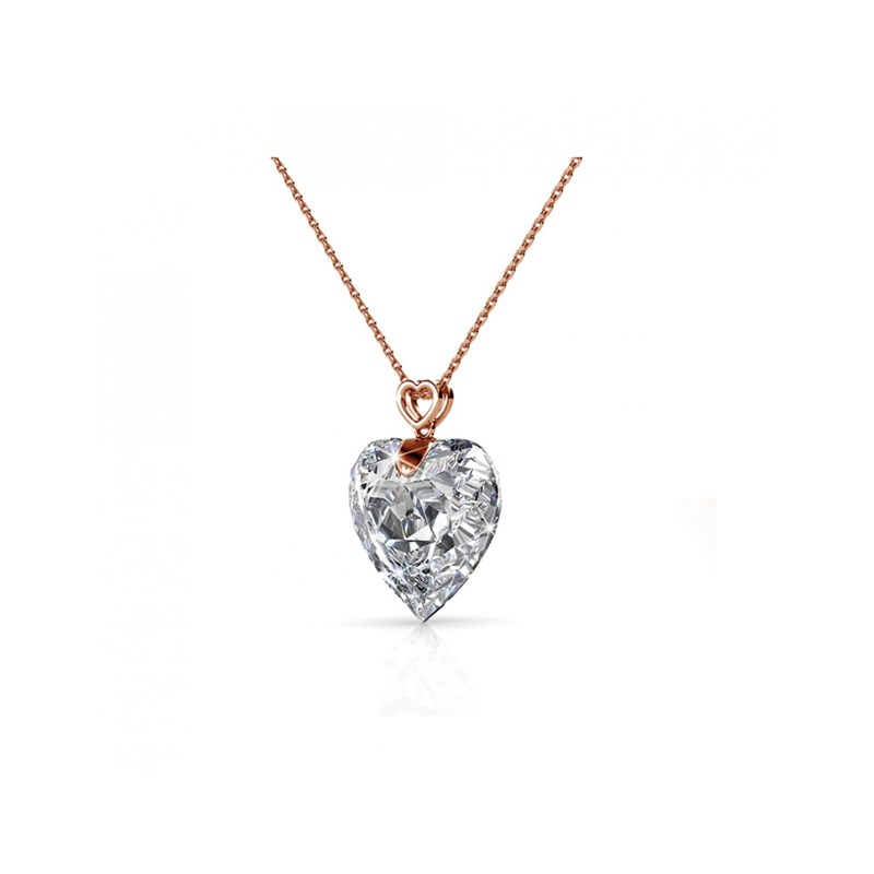 Pendentif Cheery heart - Or Rosé et Cristal