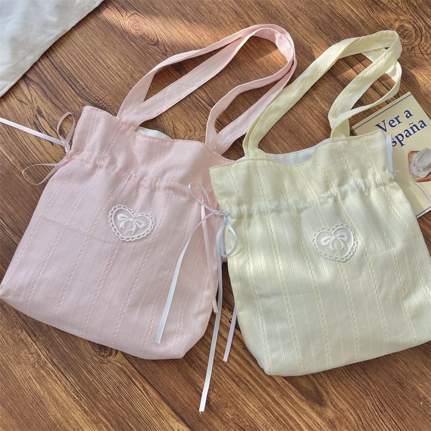 TangTangBags - Strik Hart Applicatie Trekkoord Tote Bag