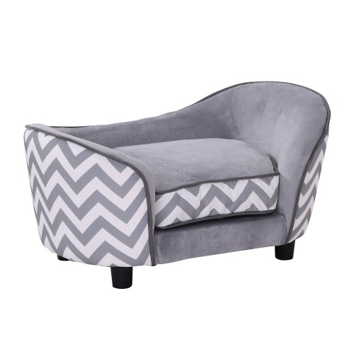 Sofá acolchoado de design exclusivo para animais de estimação na cor cinza.