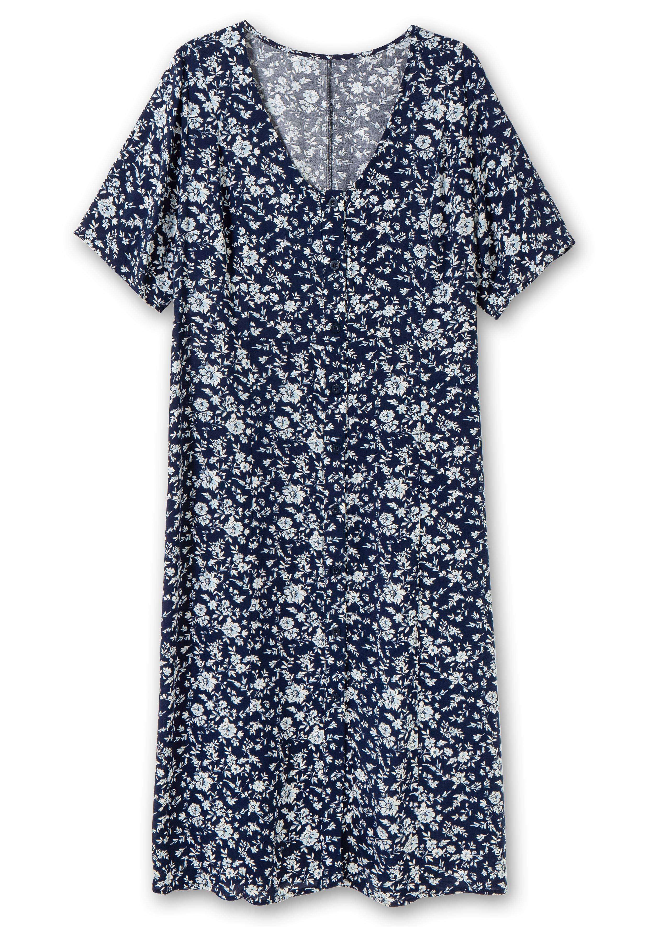 Midikleid mit Blümchenmuster und Knopfleiste