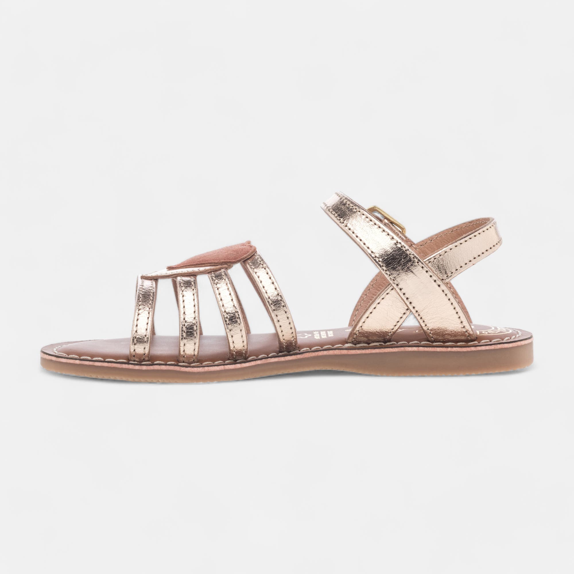 Nu-pieds Fille en cuir or