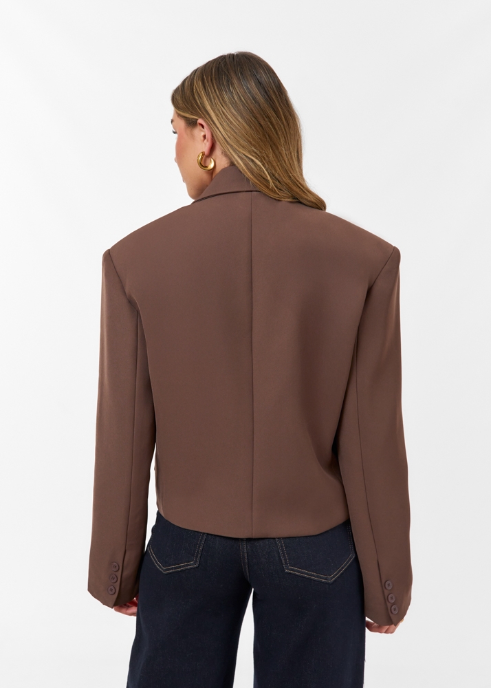 Audrey cropped blazer choco bruin
