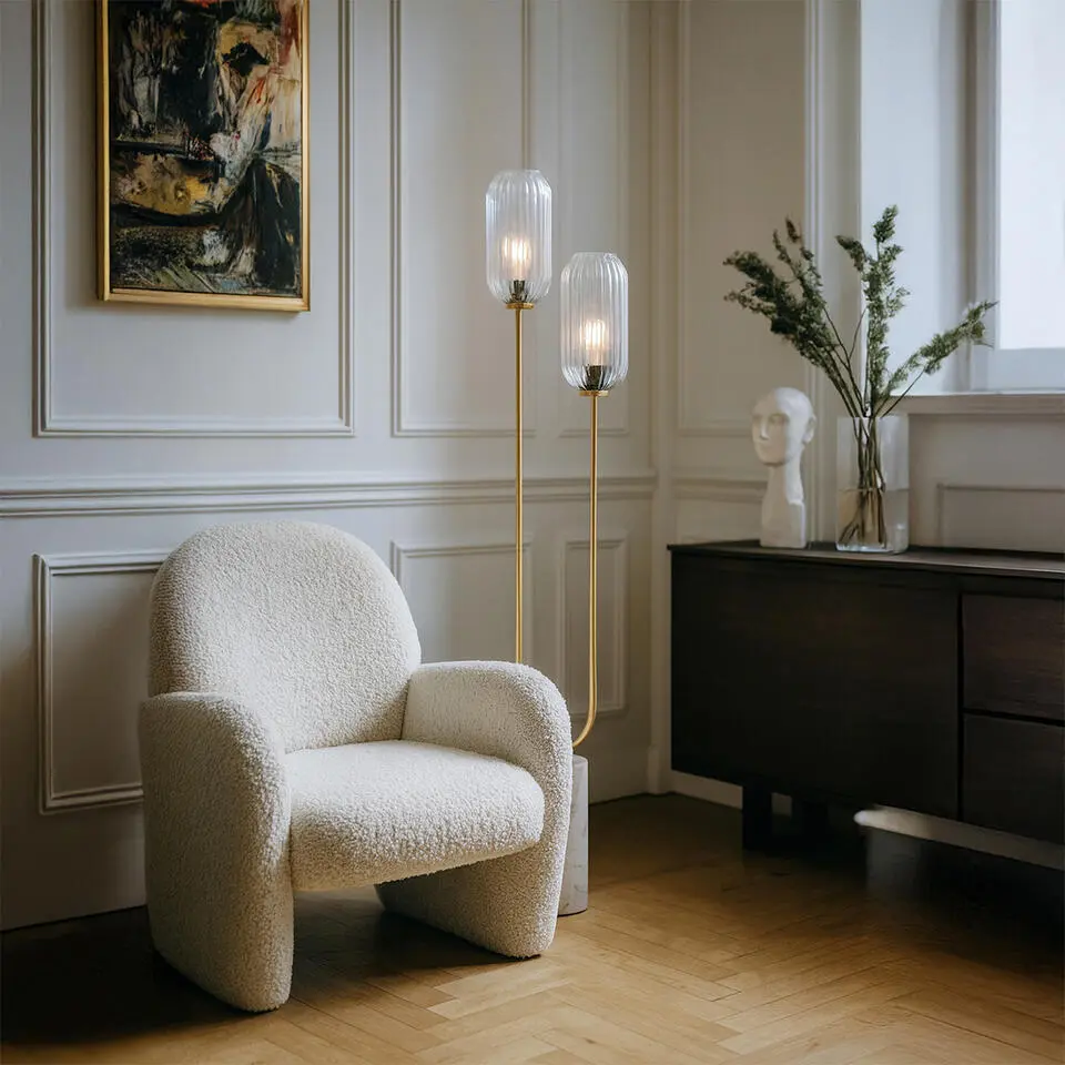Qazqa vloerlampen rid goudkleurig e27