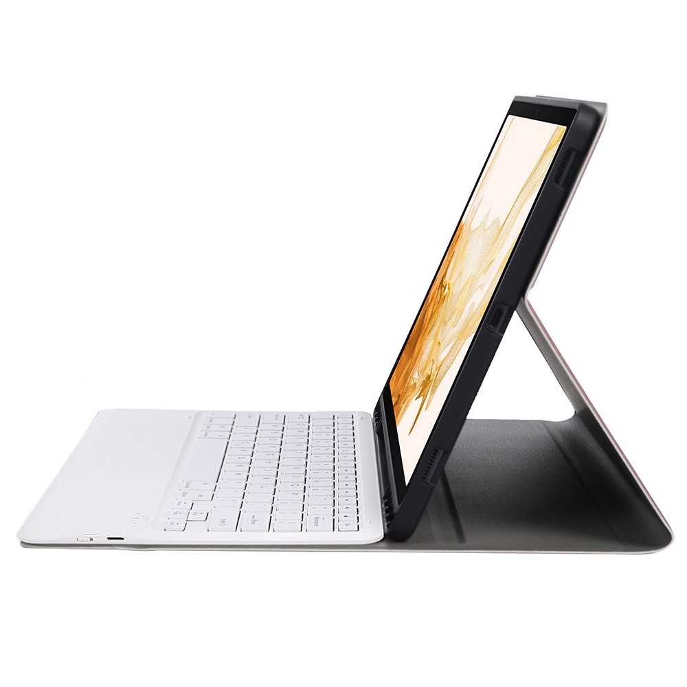 Samsung Galaxy Tab S8  Plus / Tab S7 FE 5G / Tab S7  Plus Leder Tasche mit Bluetooth Tastatur (QWERTY)   S-Pen Halterung - Roségold
