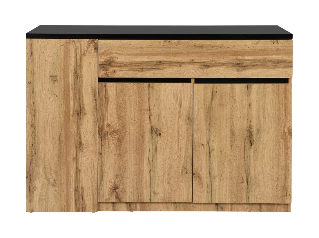 Ilot central de cuisine avec rangements - Noir et Naturel - MEILI