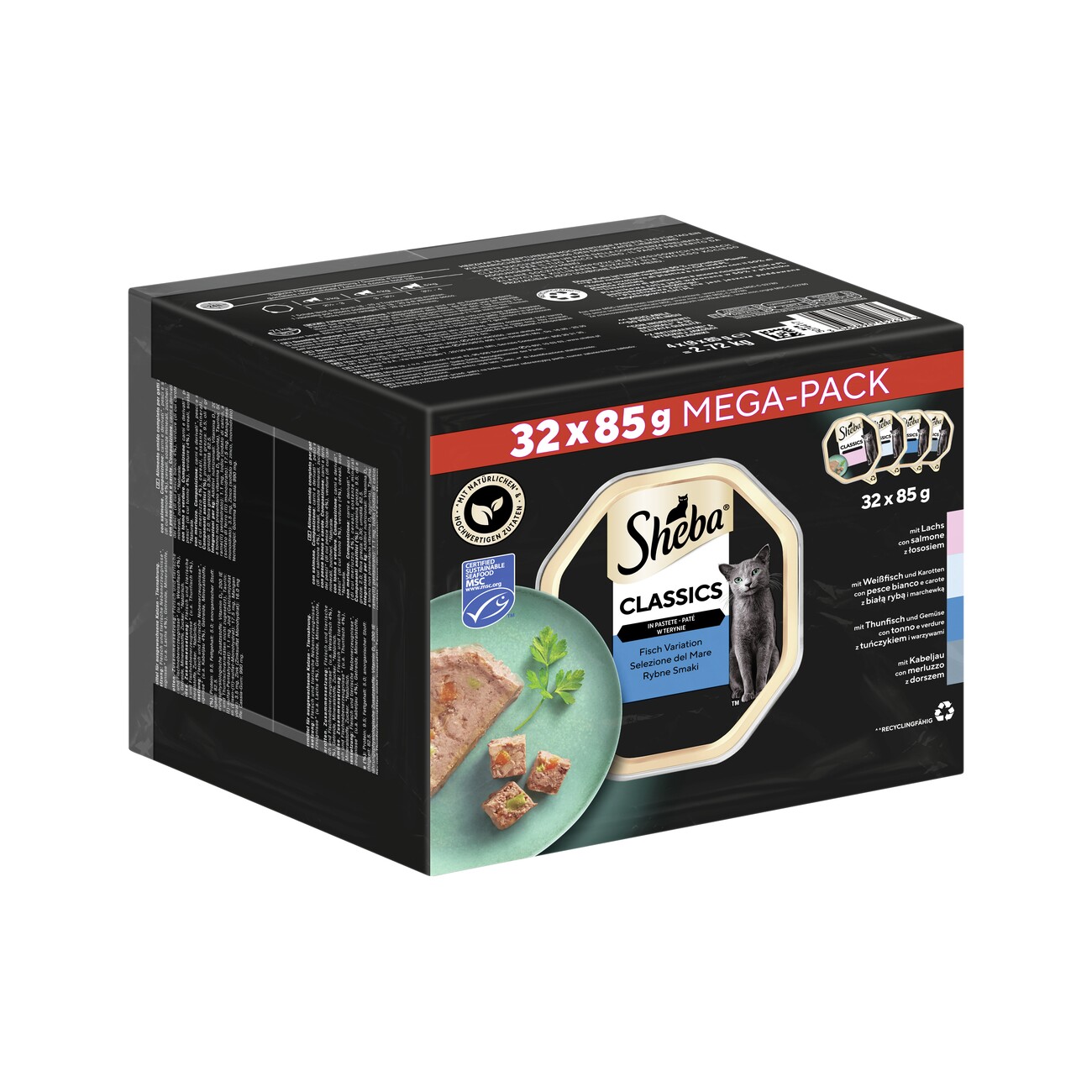 Sheba Mega-Pack Classics in Pastete Fisch Variation 32x85g