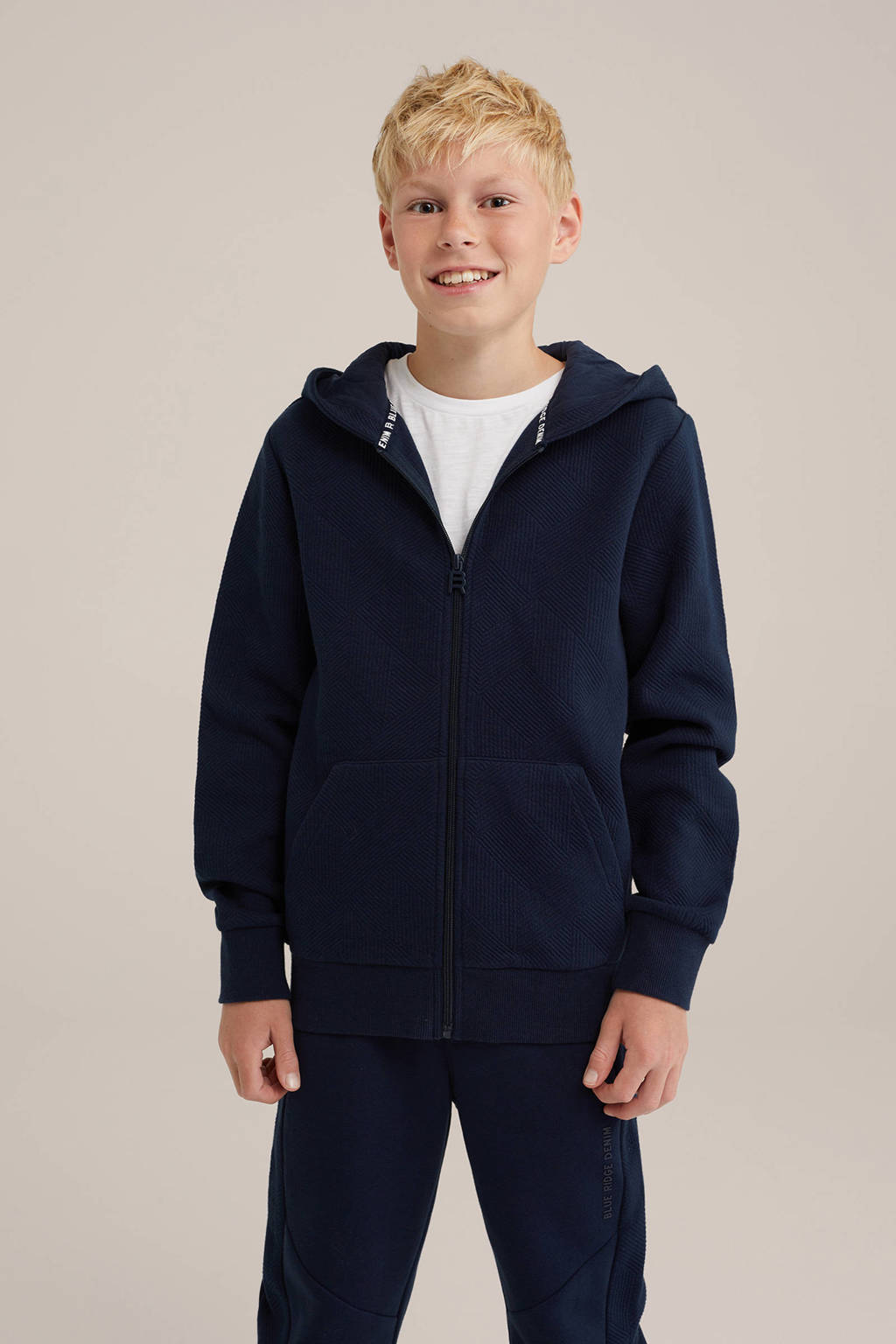 WE Fashion sweatvest donkerblauw
