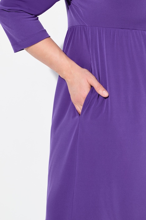 Jerseykleid, A-Linie, V-Ausschnitt, 3/4-Arm, Taschen