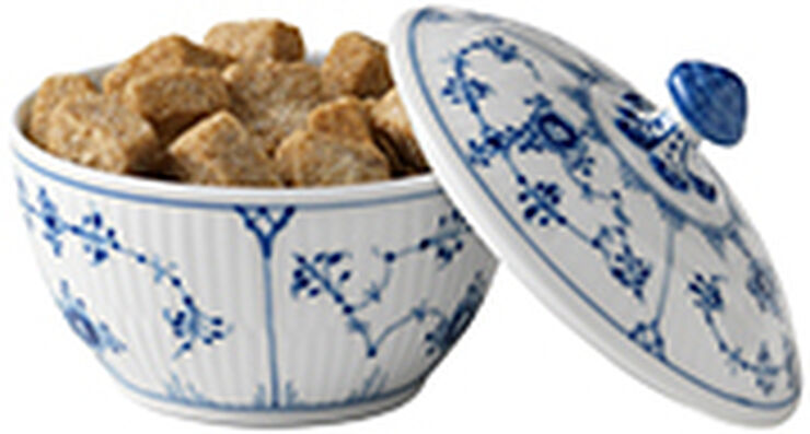 Royal Copenhagen Musselmalet Riflet 15 cl. sukkerskål Blå, hvid