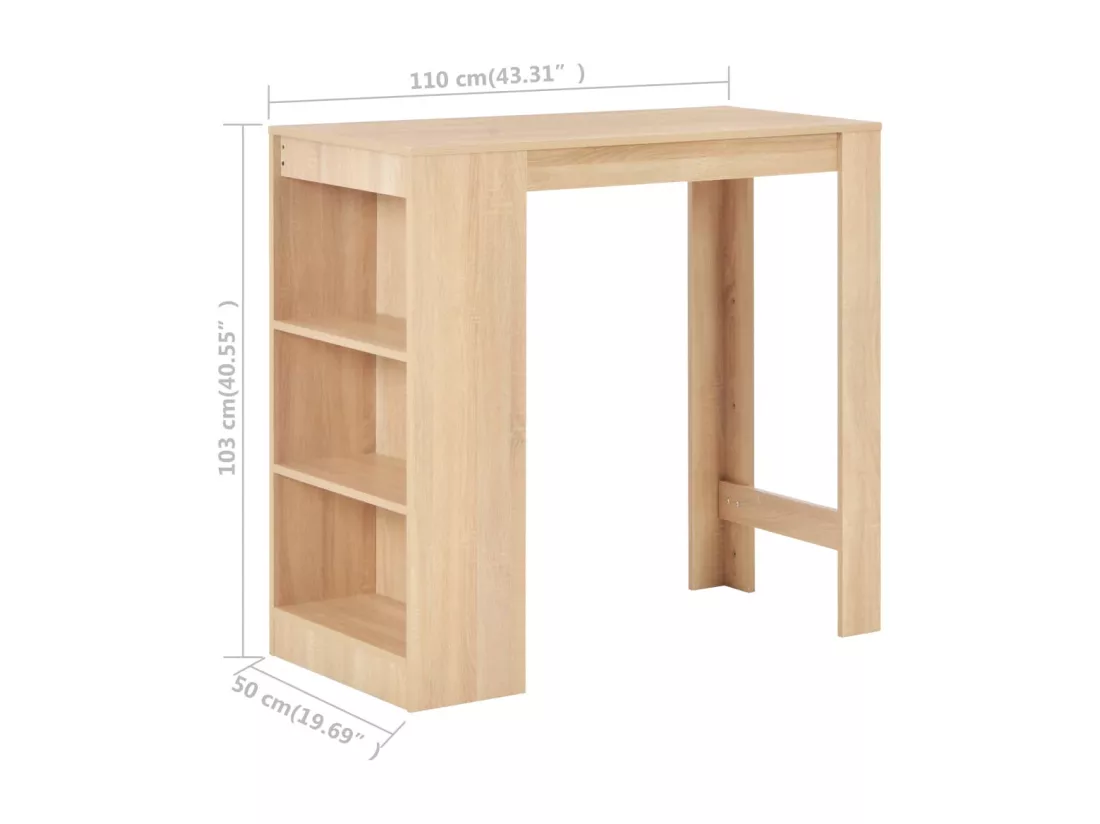 Table de bar avec étagère Chêne 110x50x103 cm
