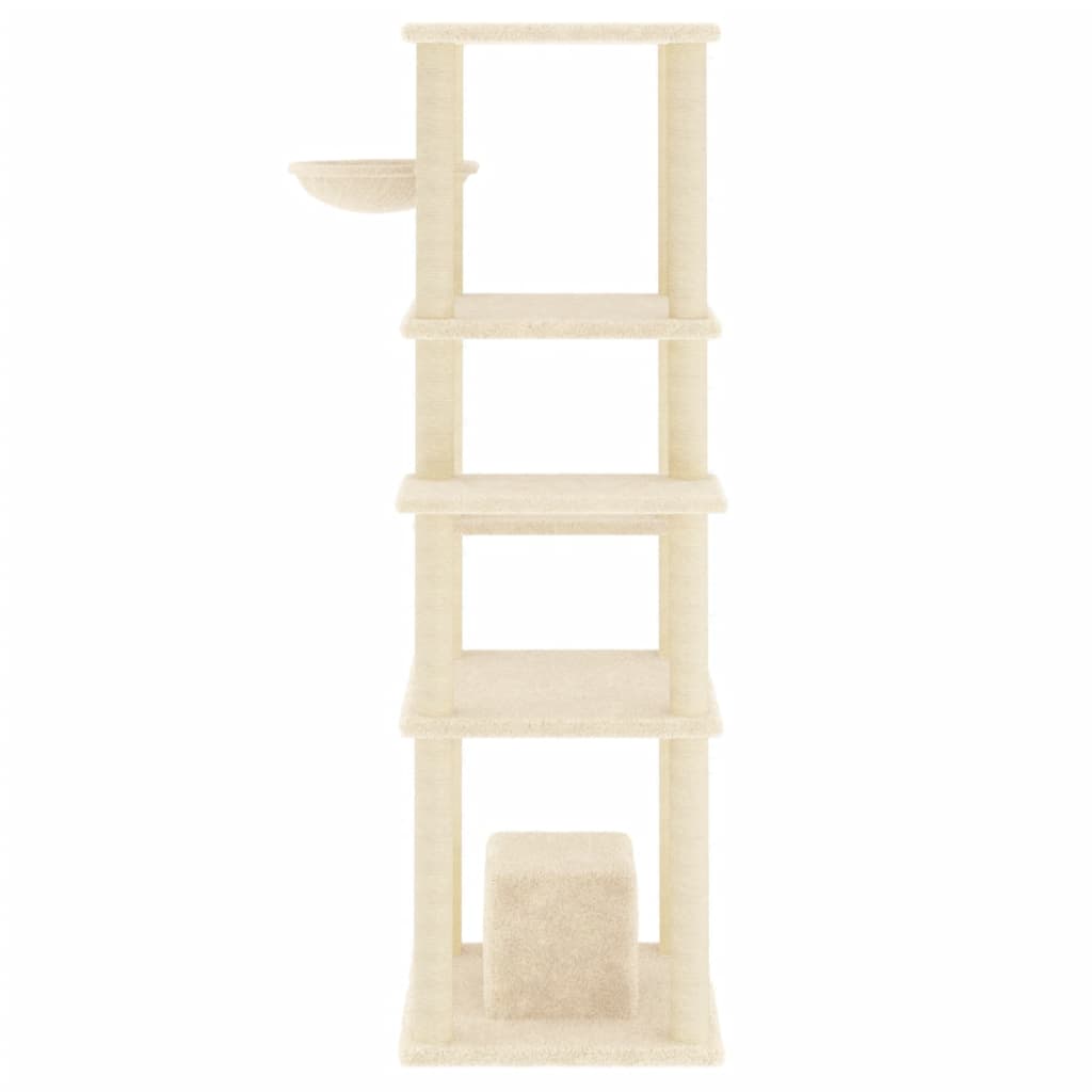 Arbre à chat avec griffoirs en sisal crème 154 cm