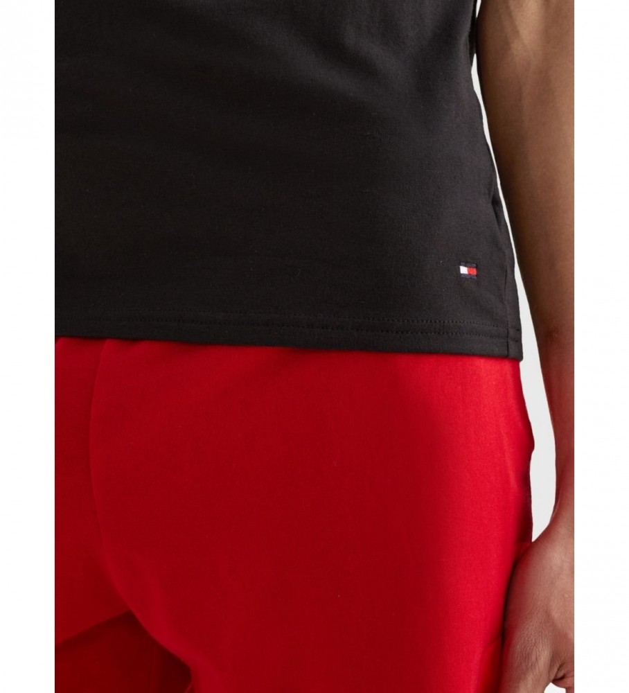 Conjunto de 3 camisetas de manga curta Tommy Hilfiger CN, nas cores branca, cinza e preta.