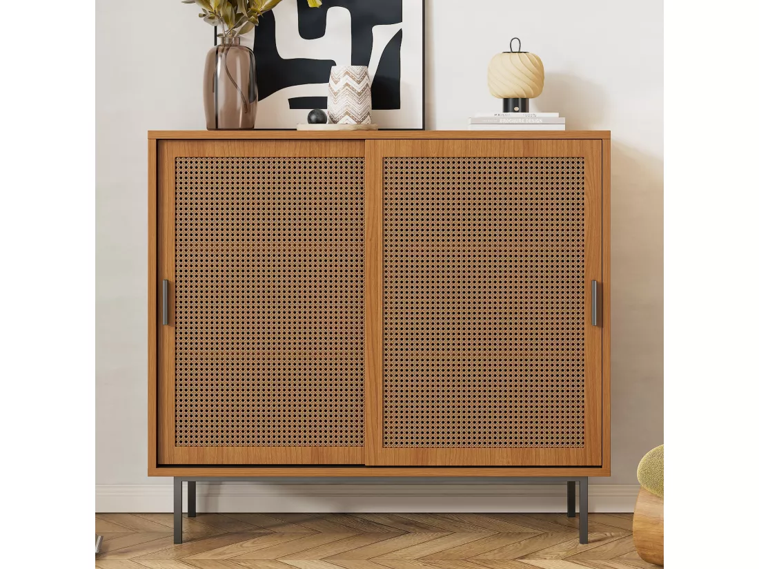 Buffet à portes coulissantes avec étagères réglables,d100cm×h90cm