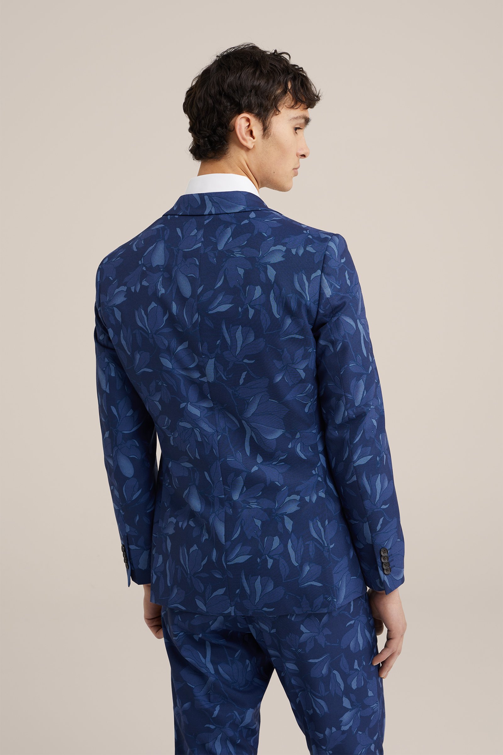 slim fit blazer met dessin WE Fashion Kobaltblauw