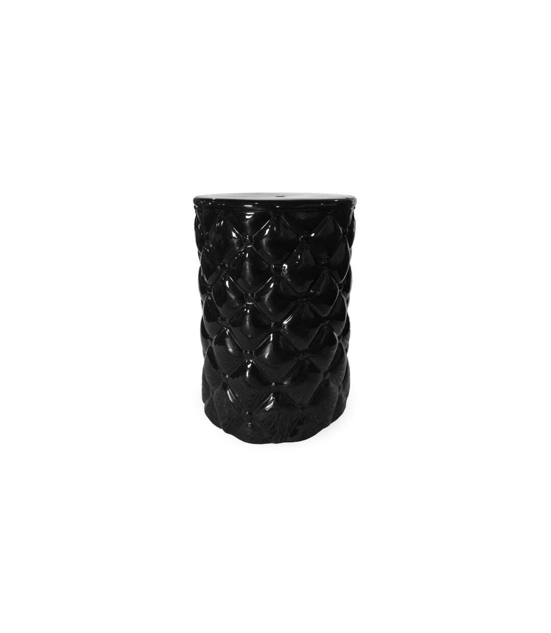 Paris Prix - Pouf En Céramique capitonné 46cm Noir
