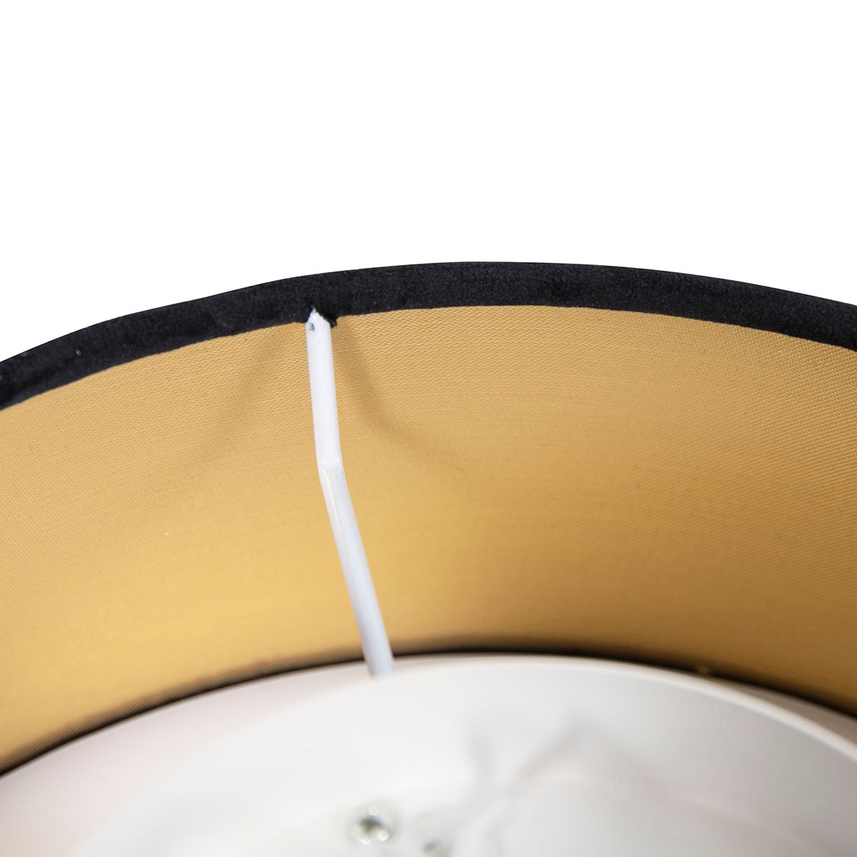 Moderne plafondlamp zwart 30 cm met gouden binnenkant - Drum