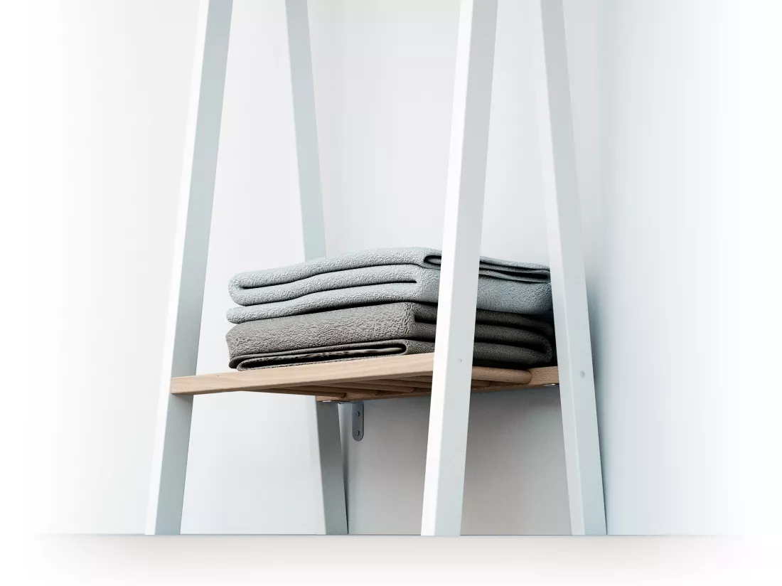 Porte vêtement enfant en bois ESSENTIEL Blanc et Hêtre Brut 50 x 30 x 130 cm