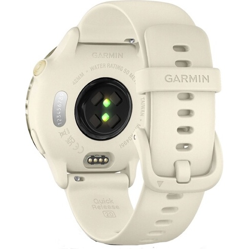 Montre connectée Garmin vívoactive 6, lunette Lunar Gold avec boîtier ivoire