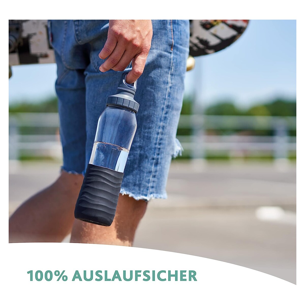 EMSA Drink2Go Trinkflasche aus Glas 0,7l schwarz N3100100