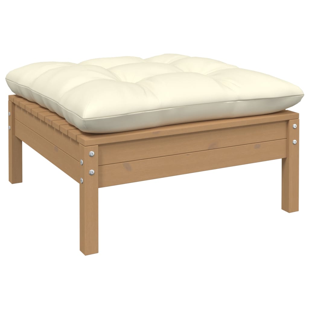 Salon de jardin meuble d'extérieur ensemble de mobilier 13 pièces avec coussins marron miel bois de pin