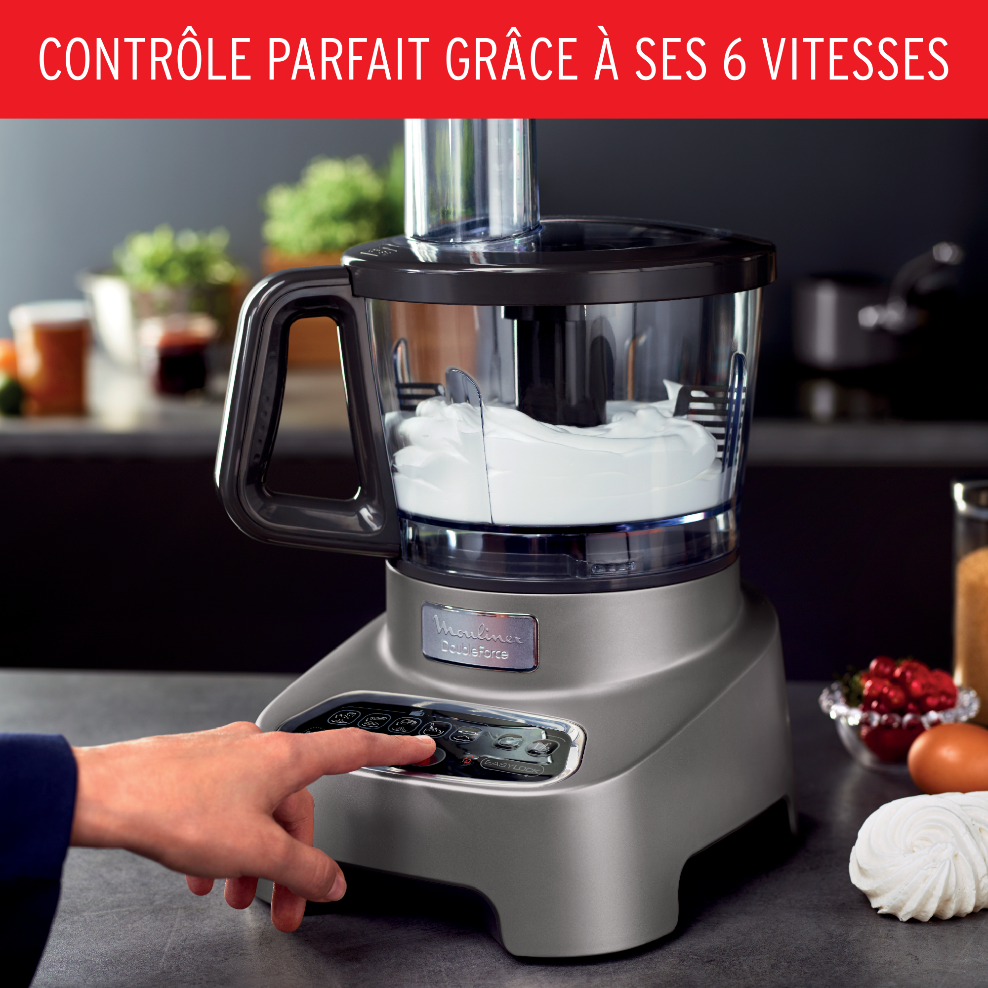 Robot Double force, 1000 W, 10 accessoires, 6 vitesses