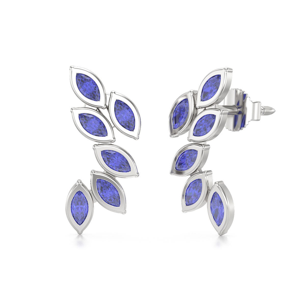 Boucles d'oreilles ADEN Or 585 Blanc et Tanzanite 1.71grs