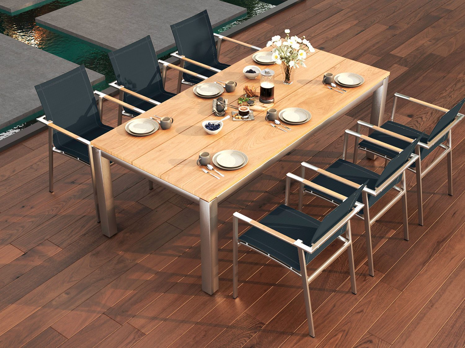 Gartentisch Edelstahl Teak Premium