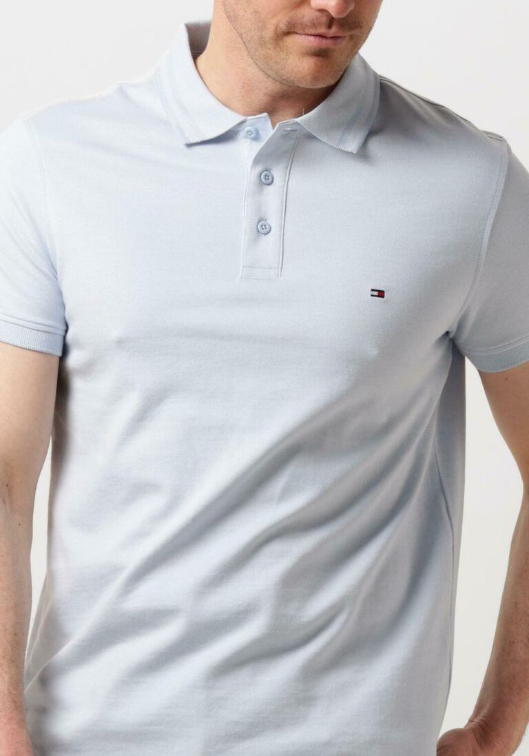 TOMMY HILFIGER lichtblauwe tommy hilfiger polo pretwist mouline slim fit polo