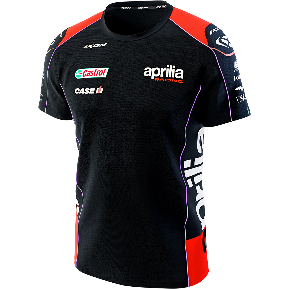 Ixon - T-shirt Aprilia 23 N°1 Noir / Rouge fluo