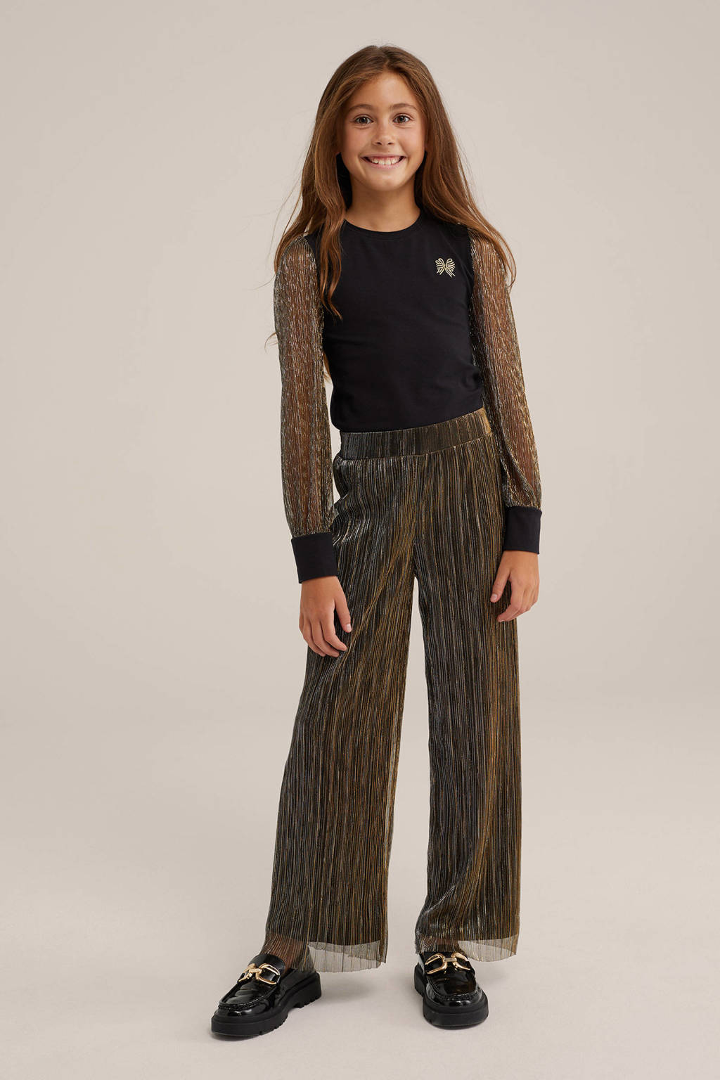 WE Fashion straight fit broek goud