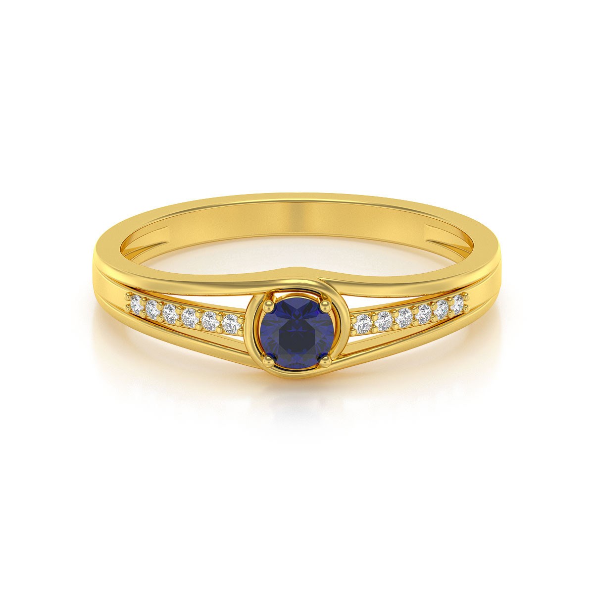 Bague ADEN Or 585 Jaune Saphir et diamants 2.295grs