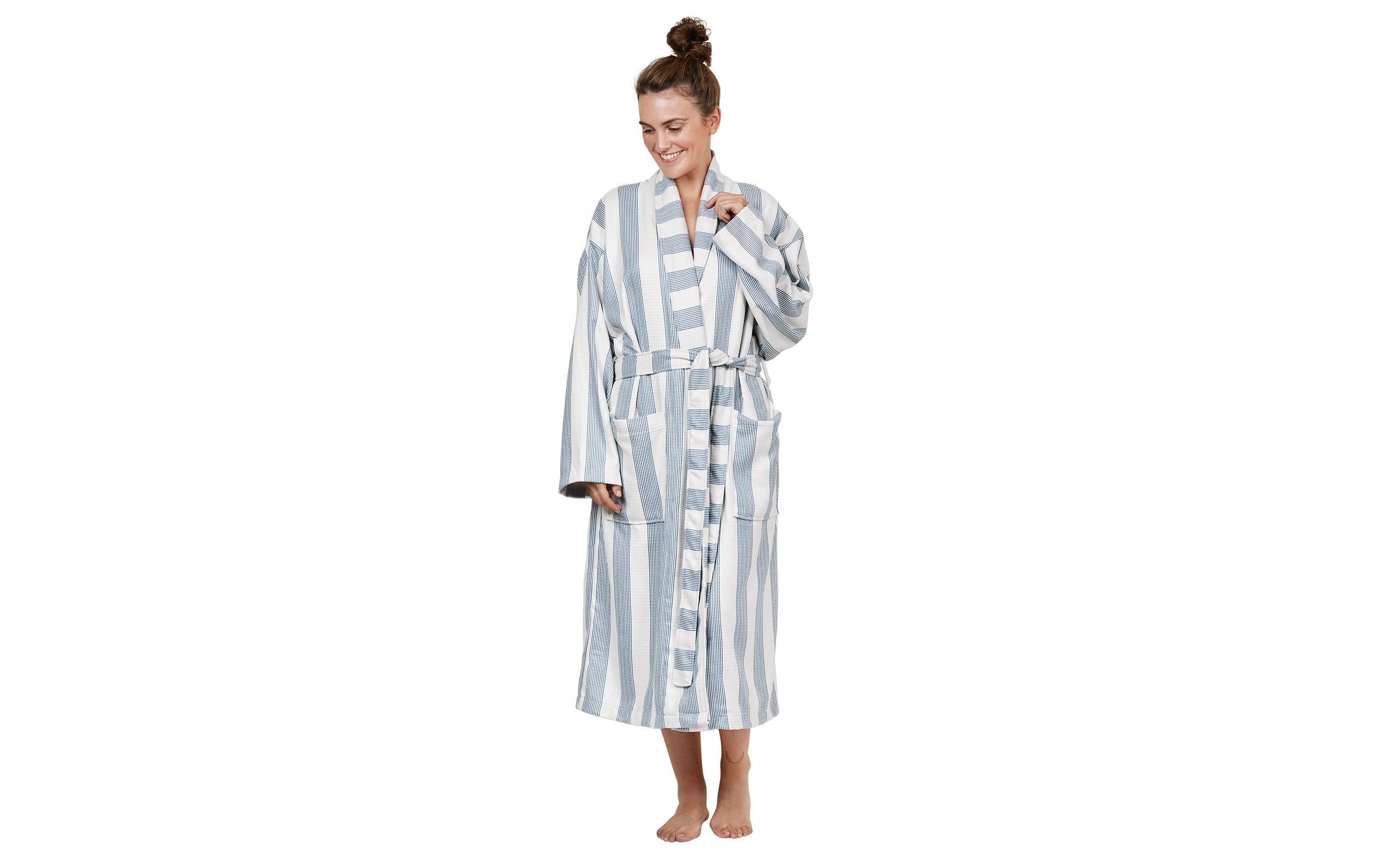 Bademantel Waffle Storm Cloud Blau/WeissSchnell trocknender Bademantel