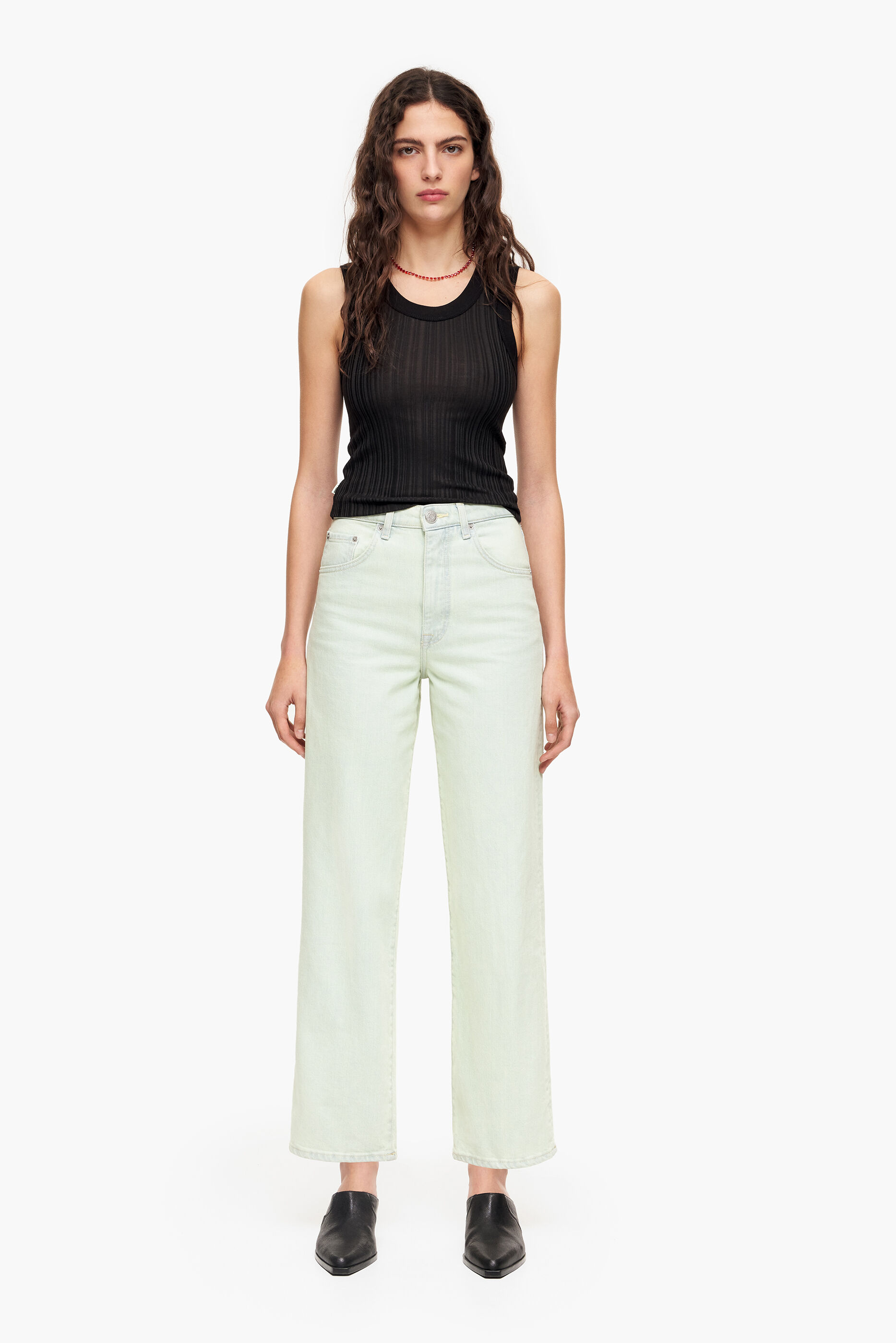 Calça Jeans Reta Cropped - Verde Menta